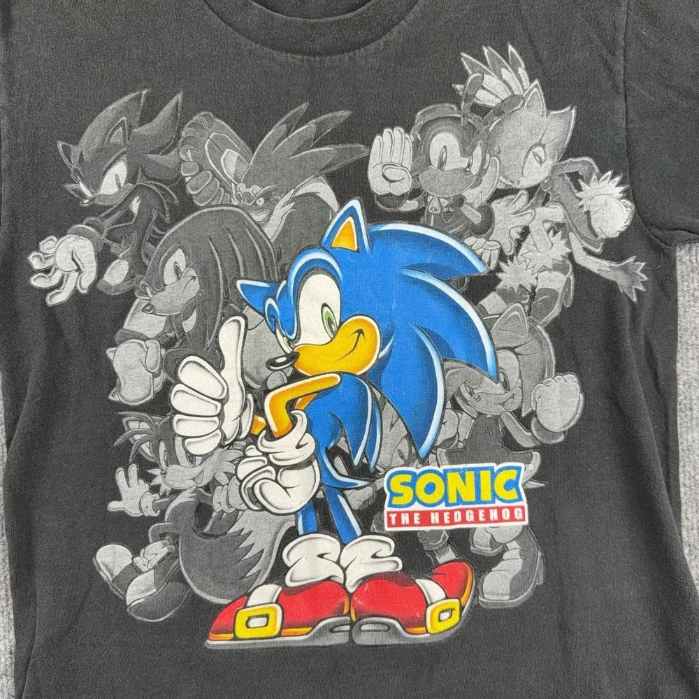 Sonic The Hedgehog Shirt Kids Large 10/12 Black Character Graphic Tee Game Video